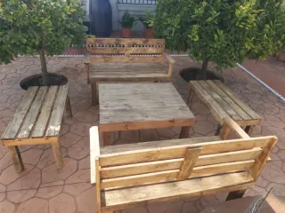 Conjunto Terraza Madera Palets Reciclada