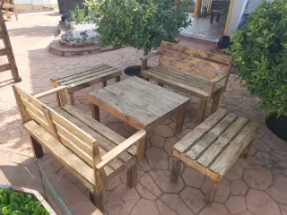 Conjunto Terraza Madera Palets Reciclada