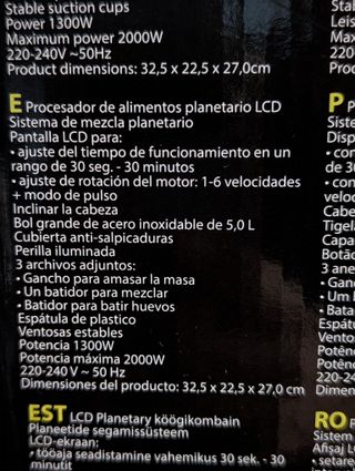 Batidora Amasadora Mesko Inoxidable