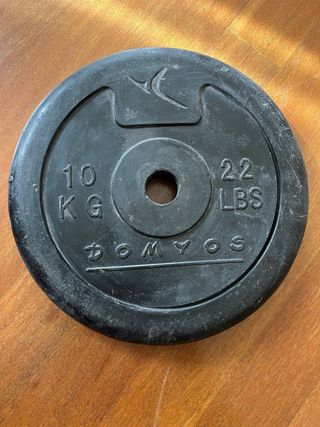 Barra musculación + 2 discos 10Kg y 2 discos 5Kg