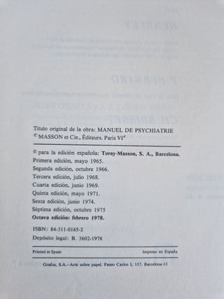Tratado de Psiquiatría. Henri Ey, Bernard, Brisset