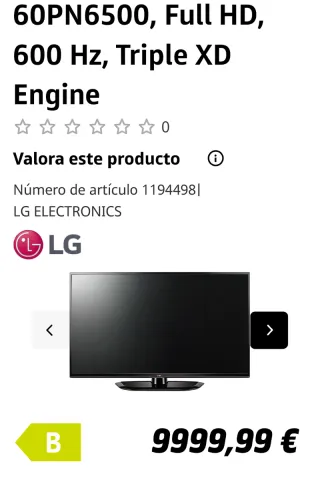 Tv de 60" LG 60PN6500,600Hz, plasma