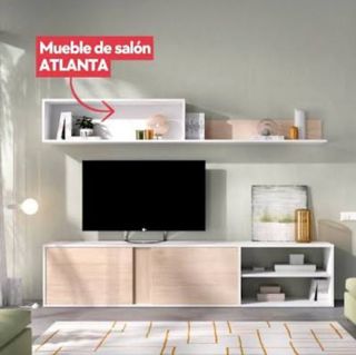 Mueble TV madera y blanco