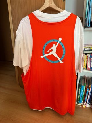 Camiseta Jordan Doble Blanca y Naranja Talla XL