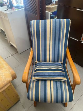 Pareja Mecedoras Madera y Tela