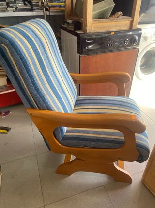 Pareja Mecedoras Madera y Tela