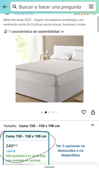 Topper Viscoelástico 150x190x5cm