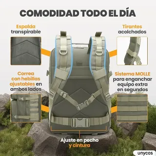 Mochila Táctica Militar 45L Molle Impermeable