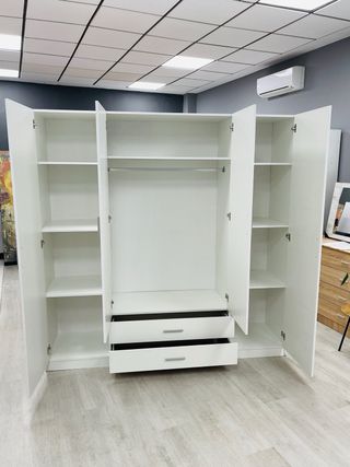 Armario 4 puertas 2 cajones blanco