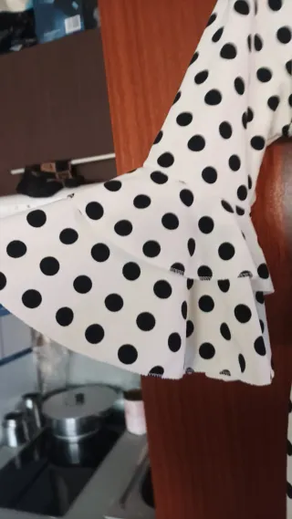 Traje de flamenca lunares blanco y negro elastico