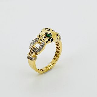 ANILLO PANTERA CON ESMALTE. Oro 18k
