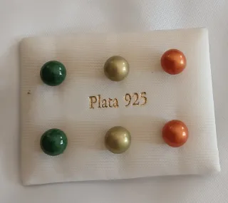 Pendientes Plata 925 Bolas Colores