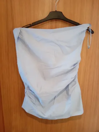 Top drapeado Pull&Bear azul talla S