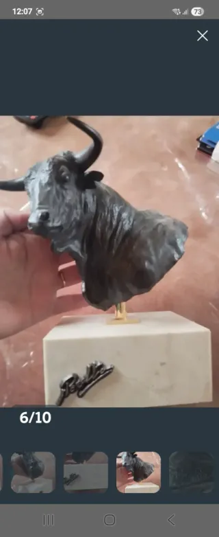 Figura Bronce Toro Busto Andrés Peralta