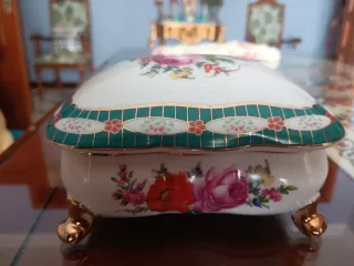Joyero antiguo porcelana floral