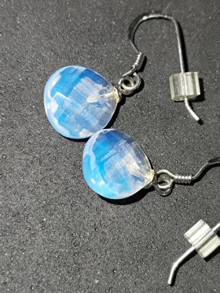 Pendientes Plata Luna Azul