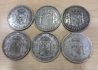 6 Monedas de Plata 5 Pesetas