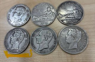 6 Monedas de Plata 5 Pesetas