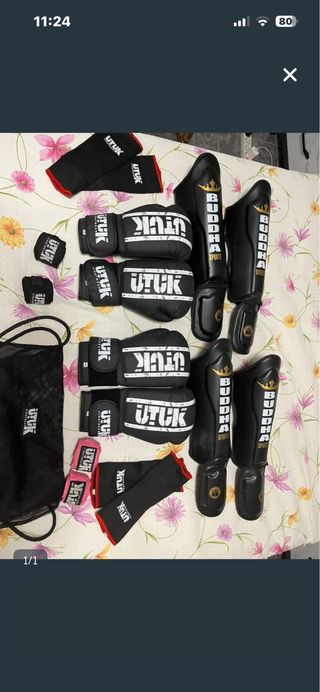 Conjunto Kick Boxing UTUK 10oz + Rodilleras S