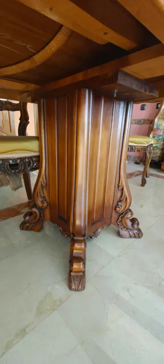 Mesa Haya Maciza y 6 Sillas