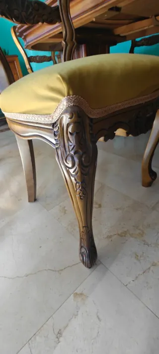 Mesa Haya Maciza y 6 Sillas