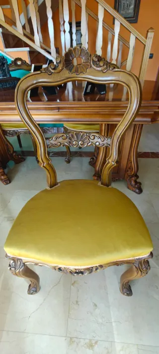 Mesa Haya Maciza y 6 Sillas