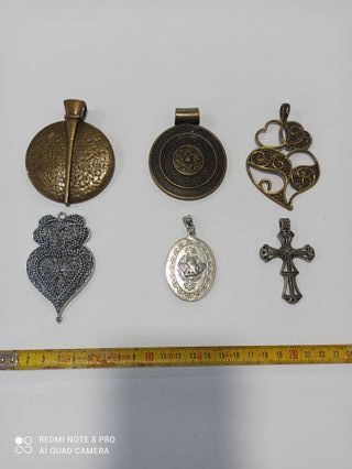 Lote 6 Pendentes Boho/Étnicos - Coração Viana, Cru