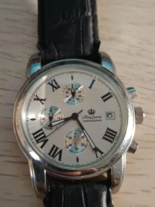 Reloj King Quartz Cronógrafo Hombre Negro/Plata