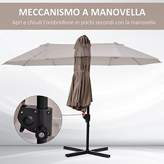 Ombrellone Doppio da Giardino in Metallo e Poliest