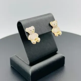 PENDIENTES OSO CON CIRCONITAS BLANCO.