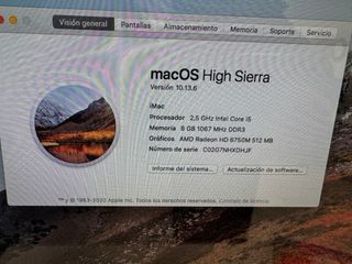 Apple iMac Plata i5 año 2011