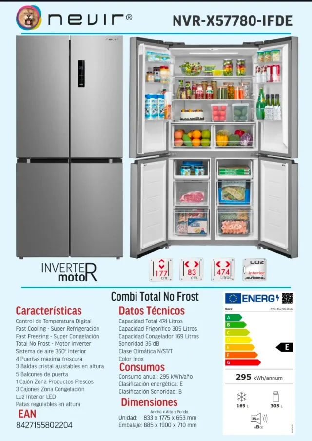 FRIGORÍFICO 4 PUERTAS NUEVO
