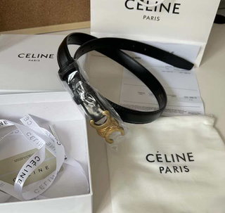 Cinturón Celine Negro Hebilla Dorada