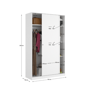 Armadio a 2 Ante Scorrevoli Bianco 120x204x50