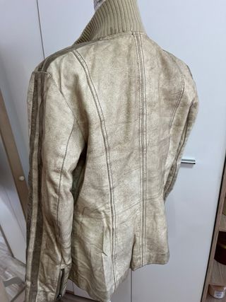 Chaqueta biker Gipsy Beige Efecto Vintage Piel