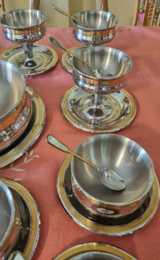 Juego de vajilla para consomé y postre IBER Acero