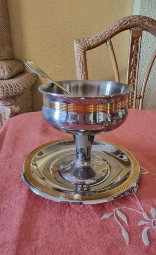 Juego de vajilla para consomé y postre IBER Acero