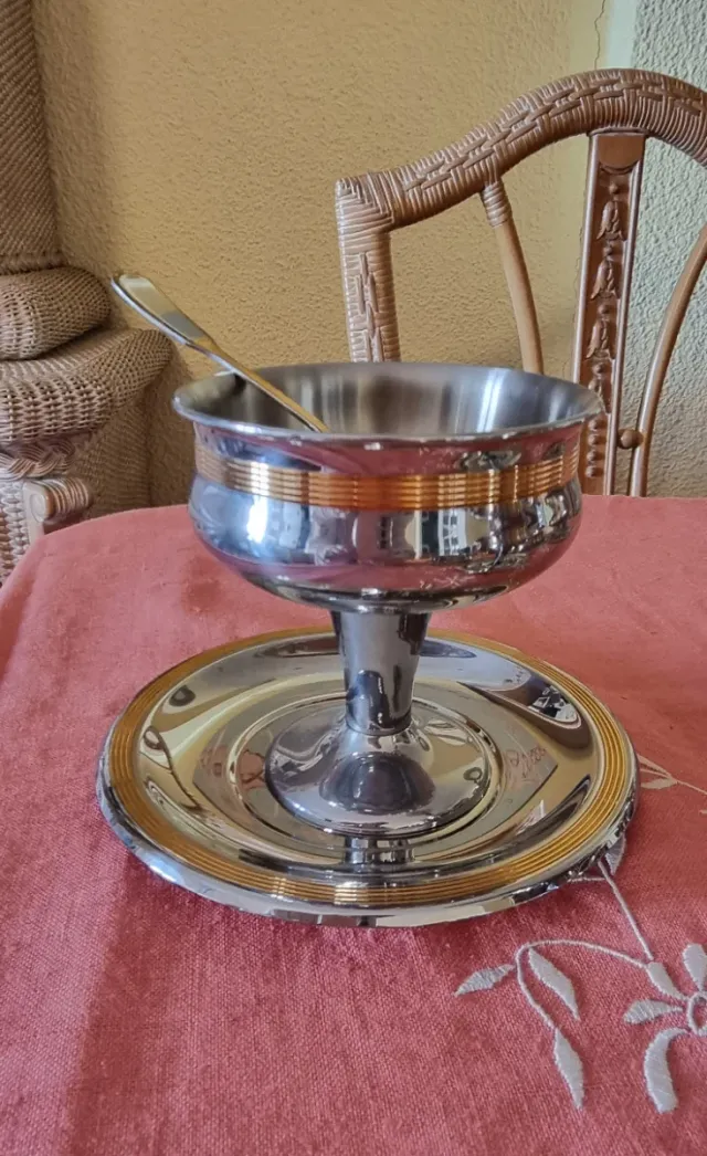 Juego de vajilla para consomé y postre IBER Acero