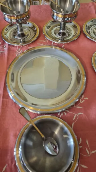 Juego de vajilla para consomé y postre IBER Acero