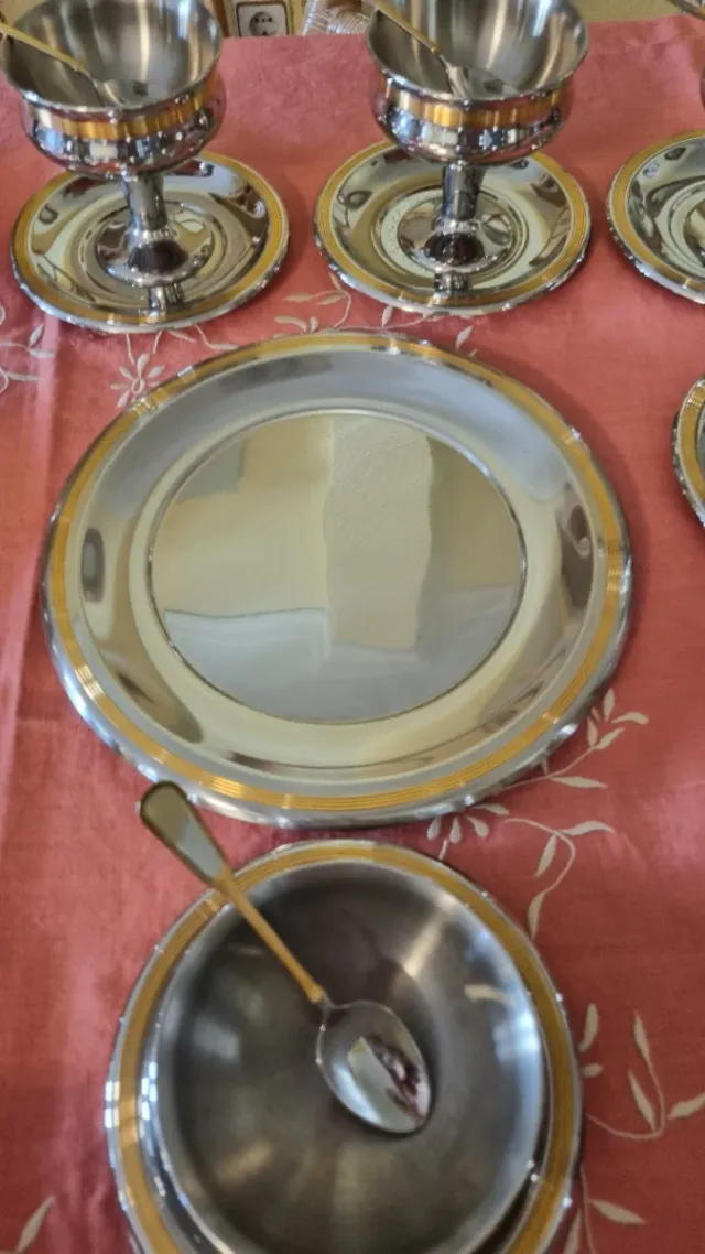 Juego de vajilla para consomé y postre IBER Acero