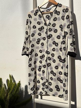 Vestito midi floreale beige Made in Italy