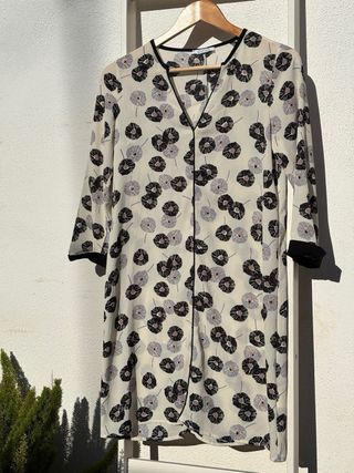 Vestito midi floreale beige Made in Italy