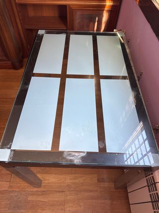 Mesa de cocina cristal y metal