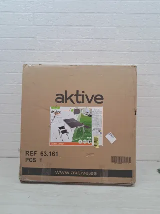 Mesa plegable AKTIVE aluminio y 4 taburetes