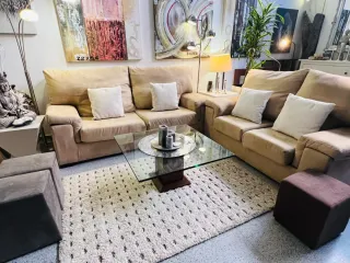 Sofá 3 y 2 plazas tela beige