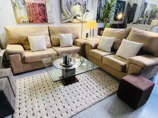 Sofá 3 y 2 plazas tela beige