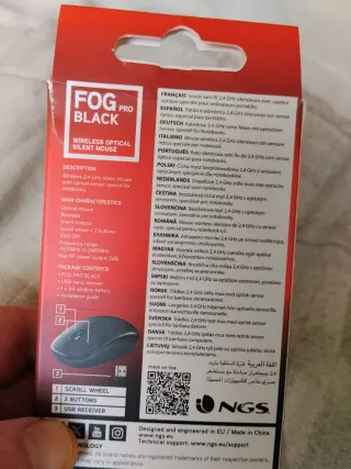 Ratón NGS FOG PRO BLACK Inalámbrico