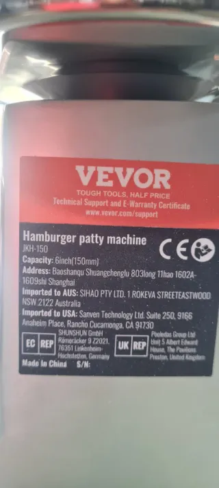 Prensa Hamburguesas VEVOR JKH-100