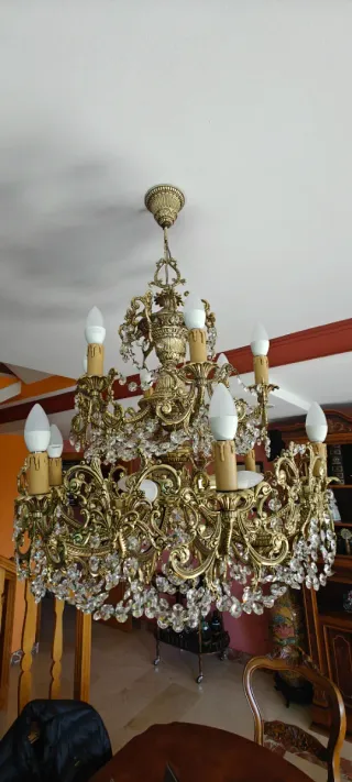 Lámparas de bronce con cristales