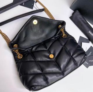 Bolso YSL Nube Negro Puffer Cadena Dorada